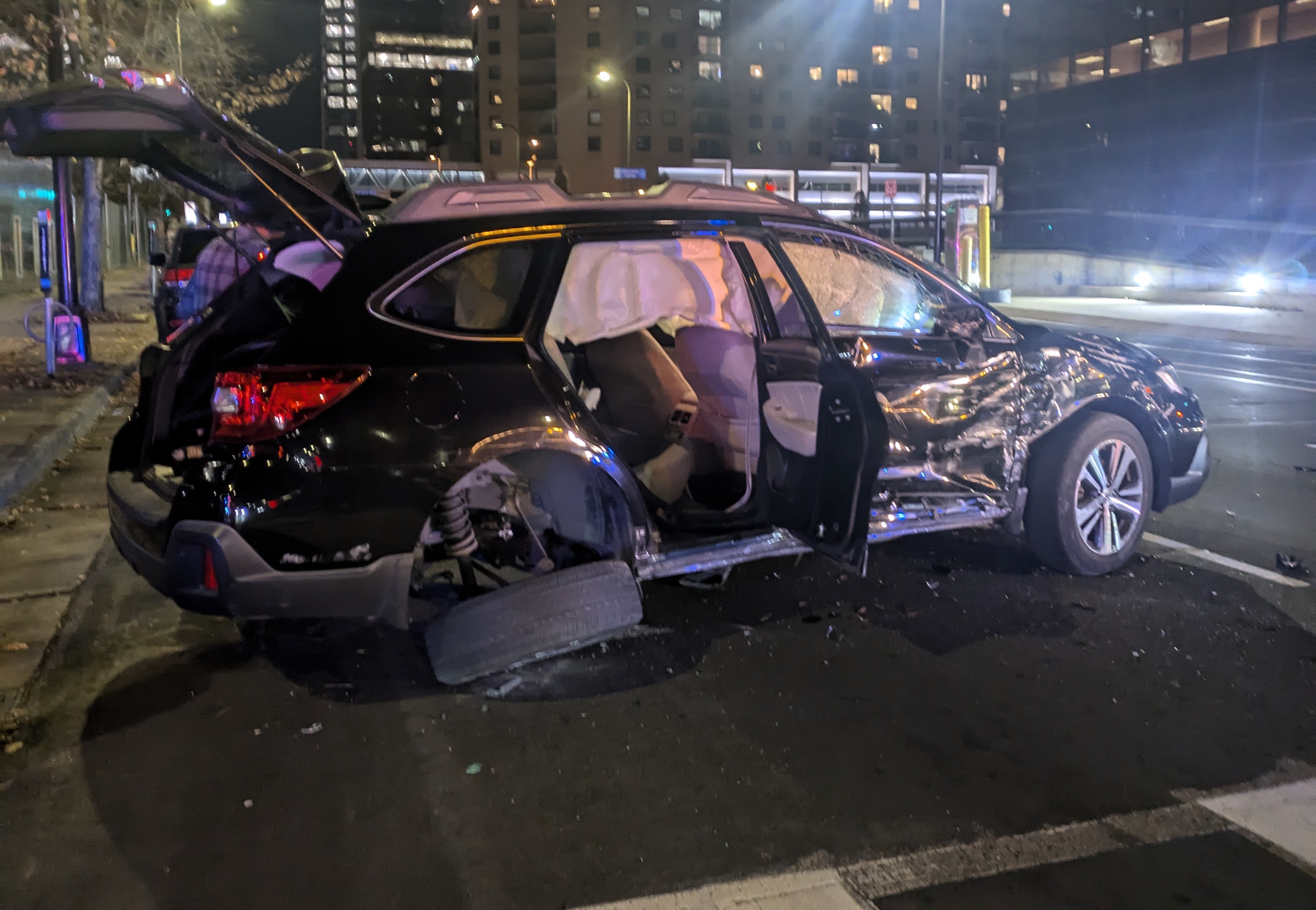 The car after the crash, downtown Minneapolis